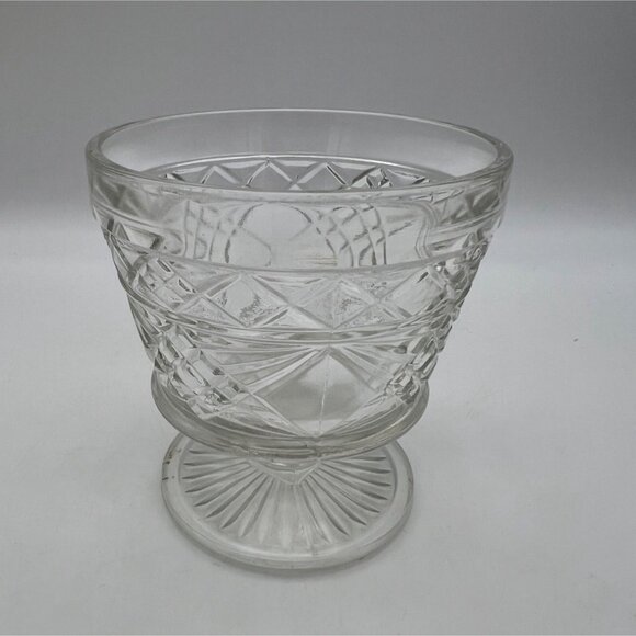 Vintage Hazel Atlas Big Top Peanut Butter Sherbet Glasses Set Of 2 Pressed Glass - Picture 5 of 6